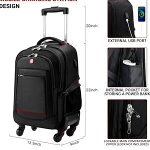 Mobile Charging Station Design Black Rolling Bag